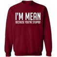 thumbnail image 2 of OXI Crewneck Sweatshirt - I Am Mean Because You Are Stupid, Basic Casual Sweatshirts for Men's and Women Fleece Sweatshirt Long Sleeve - Cardinal Red Large, 2 of 2