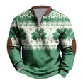 thumbnail image 1 of Panties for Women St Patricks Day Shamrock Patch Chest Print 1/4 Zip Sweatshirt S Multicolor, 1 of 5