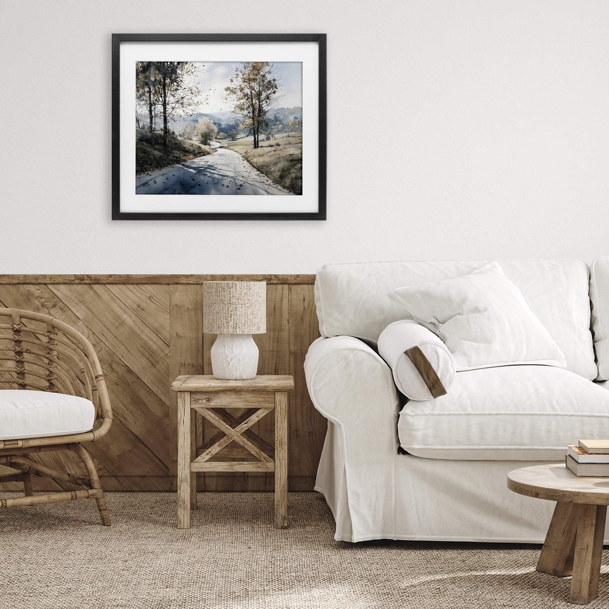 Stupell Industries Country Road in Autumn Black Framed Print Under Glass, design by Franklyn Gregory