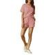 thumbnail image 2 of Conjuntos de lounge INSPIRE CHIC para mujeres, camiseta de waffle con pantalones cortos, joggers y sudaderas con bolsillos, XS Rosa claro, 2 of 6
