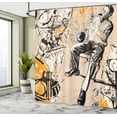 thumbnail image 5 of Ambesonne Jazz Shower Curtain, Saxophone Music Rythim, 69"Wx84"L, Marigold Tan Black, 5 of 5