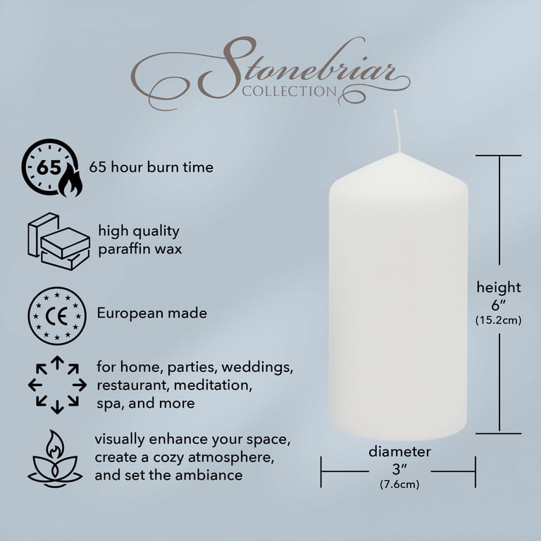 Stonebriar 3 x 6 White Pillar Candles, 6-Pack photo 5