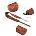 thumbnail image 2 of Adjustable 2.8-inch Wide Synthetic Leather Guitar Strap with Matte Finish - Light Brown with Yellow Totem Pattern, 53-inch Max Length, Compatible with Acoustic/Electric Guitars and Bass, Durable &, 2 of 6