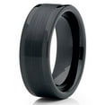 thumbnail image 2 of 8mm Black Tungsten Carbide Ring Brushed Center Custom Engraved Comfort Fit Band (6), 2 of 3