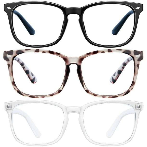 Gafas de bloqueo de luz azul Paquete de 3 gafas de juego de ordenador marco de gafas cuadradas gafas de juego de lectura antifatiga ocular sin receta Sincero Ropa Walmart en linea