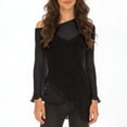thumbnail image 2 of Maqroz Womens Sheer Poncho Shrug Sun Protection Long Sleeve Lightweight Knit Ruffle Pullover Sweater Top Asymmetric Loose Knit Summer Beach Cover Ups Black Free Size, 2 of 6