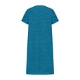 thumbnail image 4 of Sakmal Womens Dresses V-Neck Blue Mid-Length Short Sleeve Polka Dot Flowy Lightweight Shift Dress, 4 of 5
