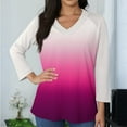 thumbnail image 7 of Hearthz Women's Raglan Tshirts 3/4 Length Sleeve V Neck Baseball Jersey Colorblock Womens Plus Size Tops Fall Women's Blouse, 7 of 7