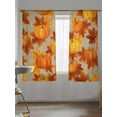 thumbnail image 5 of Sheer Curtains 72 inches Long, Fall Thanksgiving Pumpkin Maple Leaf Linen Bottom Light Filtering Sheer Window Curtains Rod Pocket Voile Drapes for Bedroom Living Room, 52"W x 72"L 2 Panels, 5 of 7