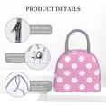 thumbnail image 3 of Japuie Pink And White Polka Dot Print Insulated Lunch Bag,Lunch Box for Women Men,Large Capacity Lunch Tote Bag,Lunch Container for Office Work Picnic Beach or Travel, 3 of 7