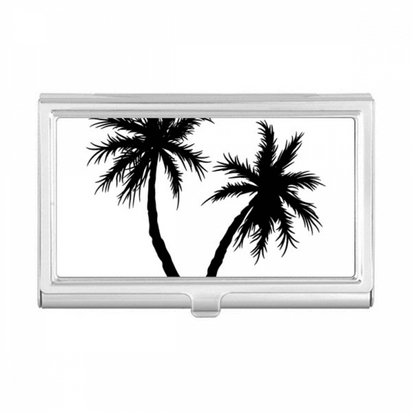 Beach Coconut Tree Black Outline Business Card Holder Case Pocket Box Wallet