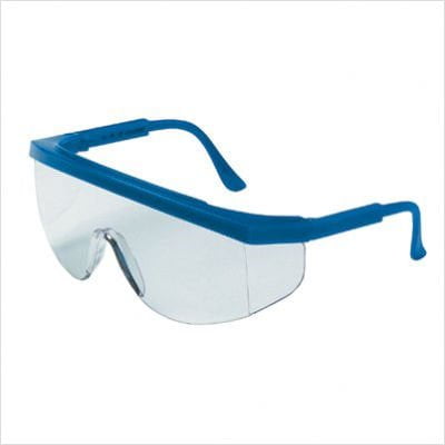 Guard High Protection (135-TK120 Tomahawk Safety Glass with Blue Frame, Clear Lens, High brow guard for extra protection and unimpeded view By CREWS)