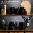 thumbnail image 3 of Vesteel Dinnerware Sets, 12-Piece Stoneware Plates and Bowls Set, Dishes Set for 4, Elegant Ceramic Dinnerware for Home Restaurant - Matte Black, 3 of 9
