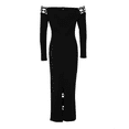 thumbnail image 5 of Vestido de manga larga sin hombros para mujer - Ropa sexy para salir, estilo campestre - Vestido de fiesta de poliéster con bajo acampanado, 5 of 5