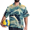 thumbnail image 4 of Whale Men's Short Sleeve Button Down Beach Shirts, Casual Printed Summer Unisex Tops, 4 of 6