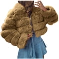 thumbnail image 2 of Holloyiver Womens 2023 Winter Faux Fur Oversize Coats Fashion Long Sleeve Fleece Shaggy Lightweight Fall Cropped Jacket Zipper Outerwear women's fall clothing for women For S-6XL, 2 of 5