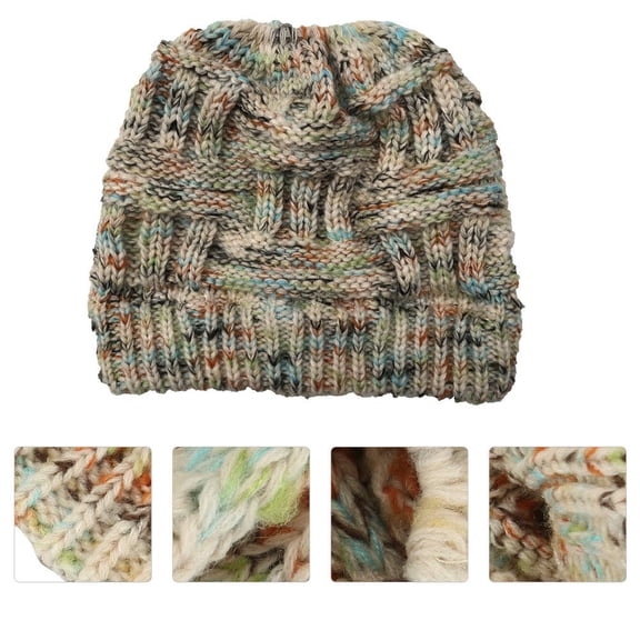 HONMEET 1Pcs Warm Knitted Hat Women in Beige for Skiing and Riding