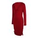 thumbnail image 2 of VISgogo, vestido ajustado Sexy con cuello en V para mujer, falda corta fruncida de manga larga con cordón lateral de Color sólido para mujer de otoño VISgogo moda, 2 of 9