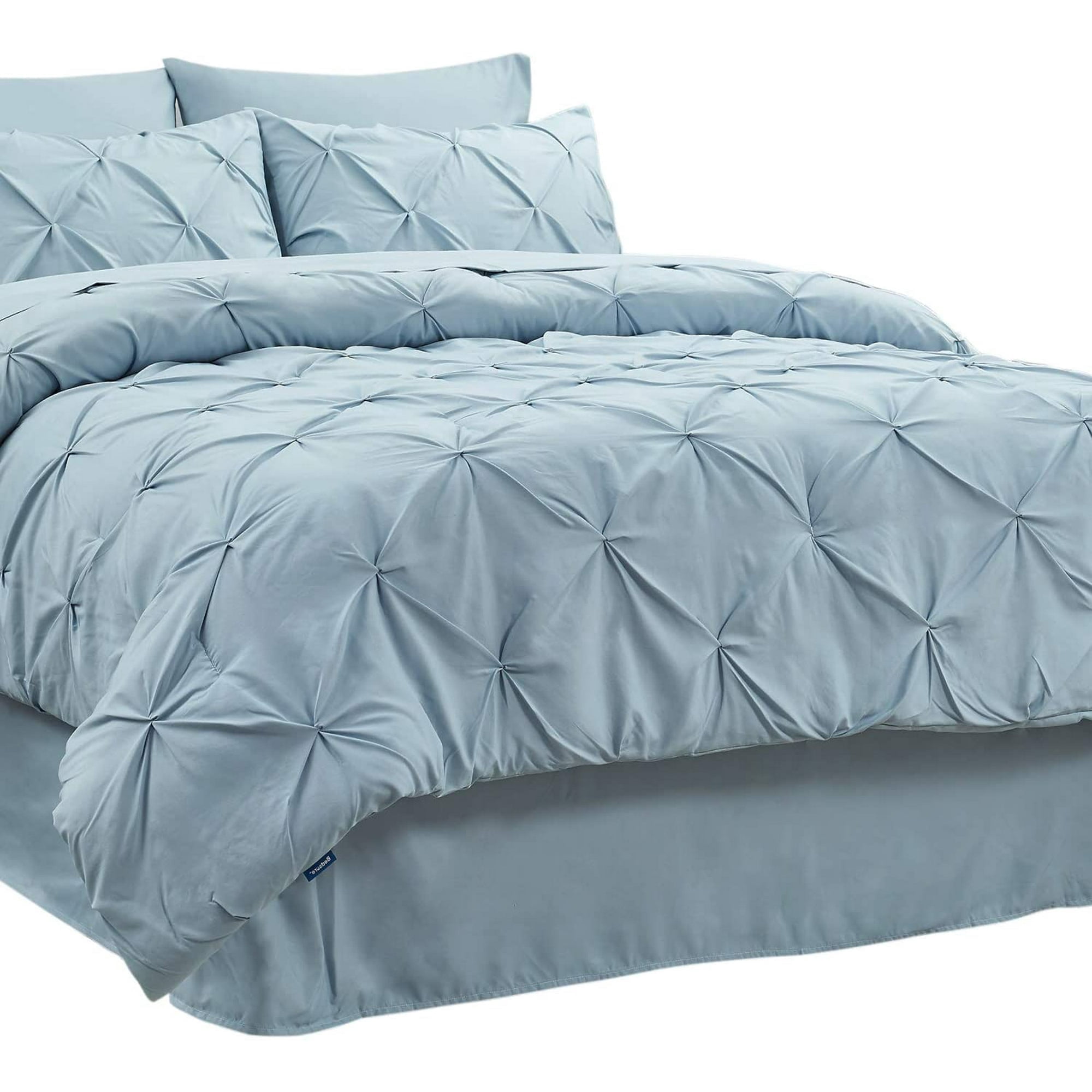 Cozy Comfort Light Blue Queen Comforter Set - 7 Pieces Bedding Set with Comforters, Sheets, Pillowcases & Shams