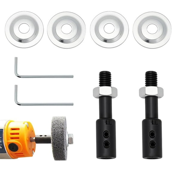 2 Bags Shaft Arbor Extender 2 Styles Steel Spindle Adapters Motor Arbor Adapter Bench Grinder Extension Shaft Backing Kit