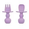 Bumkins Baby Feeding Chewtensils, Training Fork and Spoon Set, Utensils Ages 6 Mos+ (Lavender)