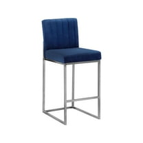 Meridian Furniture Giselle 26"H Velvet Counter Stool in Navy