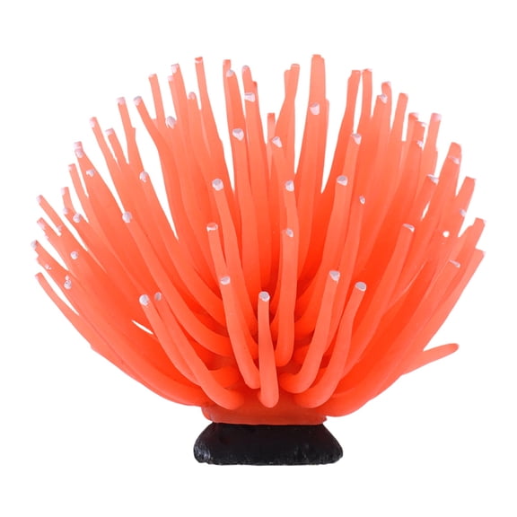 Uxcell 1-Pack Artificial Sea Anemone Decor, 3.9" Silicone Coral Aquarium Fish Tank Decoration, Fish Tank Ornament [Orange]