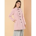 thumbnail image 4 of INSPIRE CHIC Manteau Long d'Hiver pour Femme à Col Peter Pan, Boutonnage Simple, Rose, m, 4 of 6