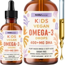 Vegan Omega 3 Liquid Drops for Kids with Algae Oil & Vegan DHA | Immune, Eye, Brain & Joint Support for Children Age 2  | 1 Fl Oz, 30 Servings