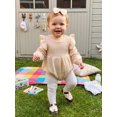 thumbnail image 5 of Cjfdfy Newborn Baby Girl Fall Clothes Ruffle Puff Long Sleeve Romper And Bow Headband Set Infant Baby Girl Solid Color Romper Baby Cute Fall Winter Outfit 0-18 Months, 5 of 9