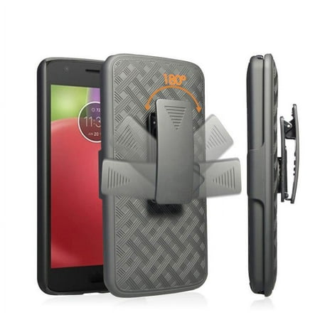 SPY Case for Motorola Moto E4 Plus Case, Slim Rotating Swivel Lock Belt Clip Holster Shell Combo Cover Cases - Black