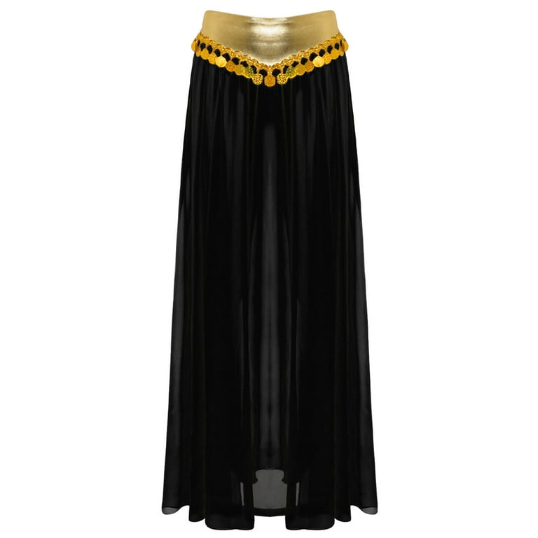 iiniim Women Belly Dance Dress Arabian Greek Princess Halloween Costume  Chiffon Skirts 4piece Outfit Black XXL - Walmart.com