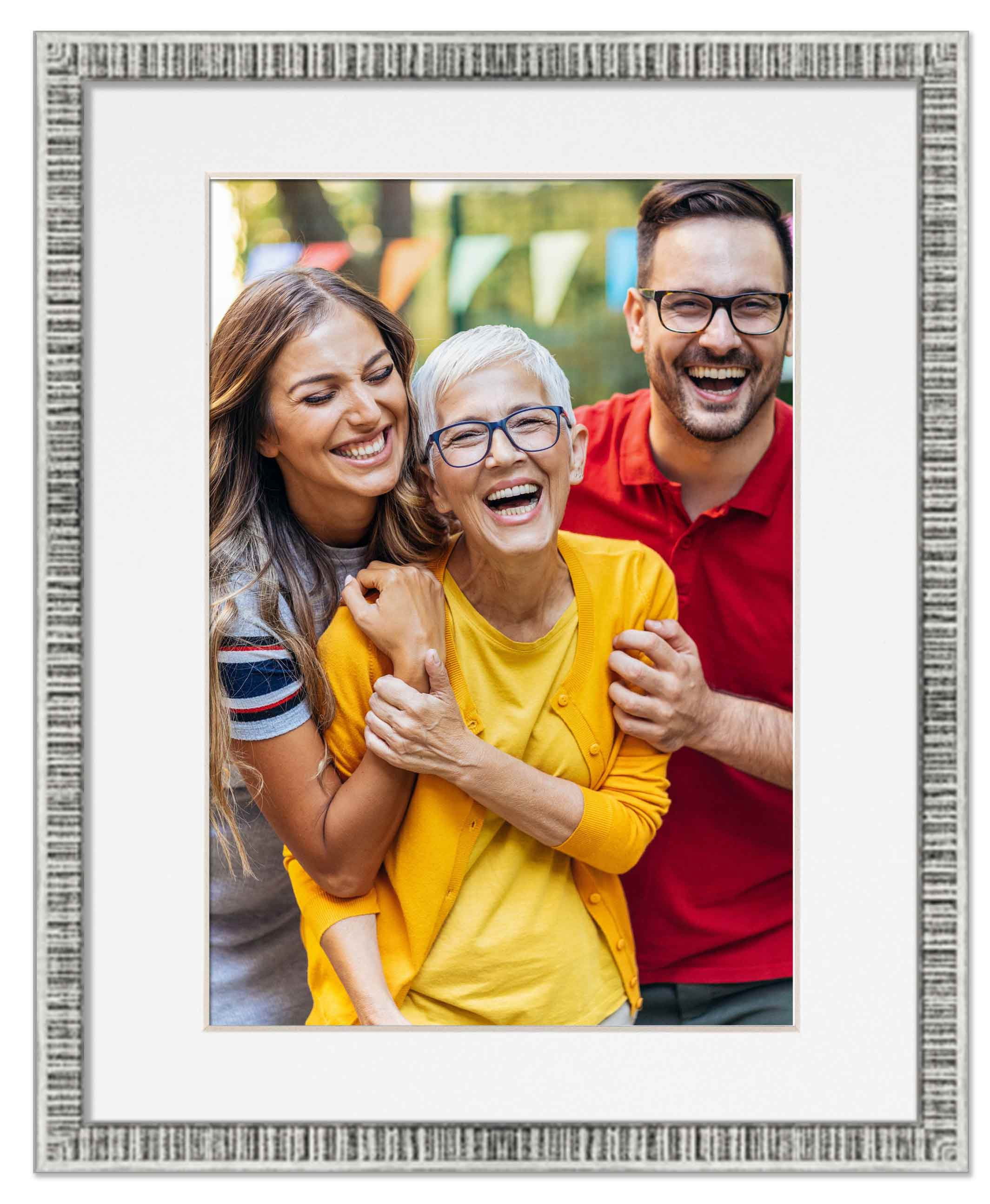 16x20 Frame Silver With White Picture Mat For 16x20 Photo - Silver 18x24 Frame To Display Print or