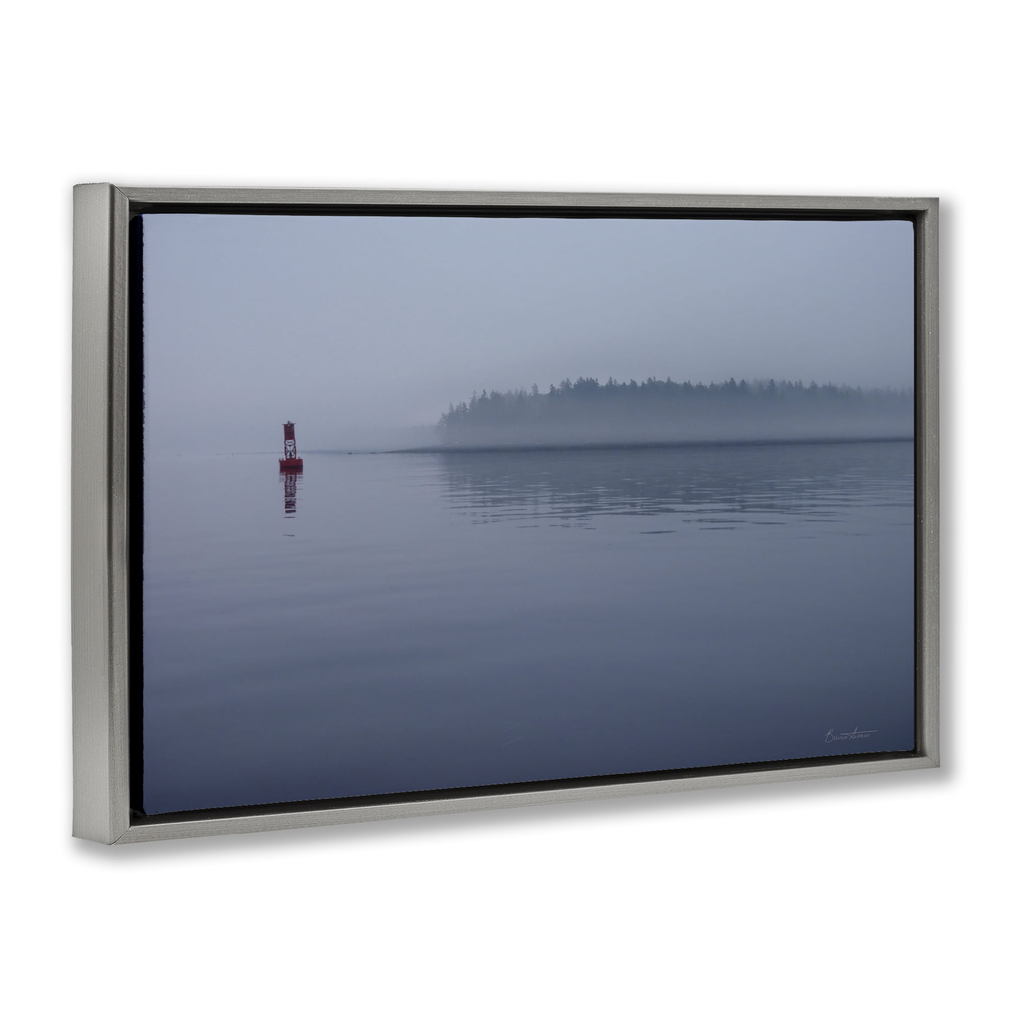 Stupell Industries Penobscot Bay Landscape Landscape Photography Gray Floater Framed Canvas Art Print Wall Art, 31 x 21