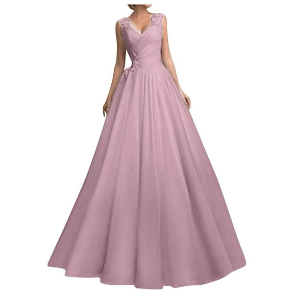 DailyTrove Women's Ball Gown-Sleeveless-Floor-Length-Tulle-for Quinceañera/Prom-Voluminous Skirt