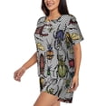 thumbnail image 2 of Kdxio Bright Insects Print Pajamas Sets for Women Short-Sleeved Pjs with Lounge Shorts Two Piece Sleepwear S-4XL, 2 of 8