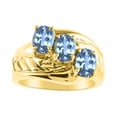 thumbnail image 1 of 3 Stone Oval Shape Blue Topaz Ring Set In 14K Yellow Gold - Color Stone Birthstone Ring LR7043BTY-D, 1 of 1
