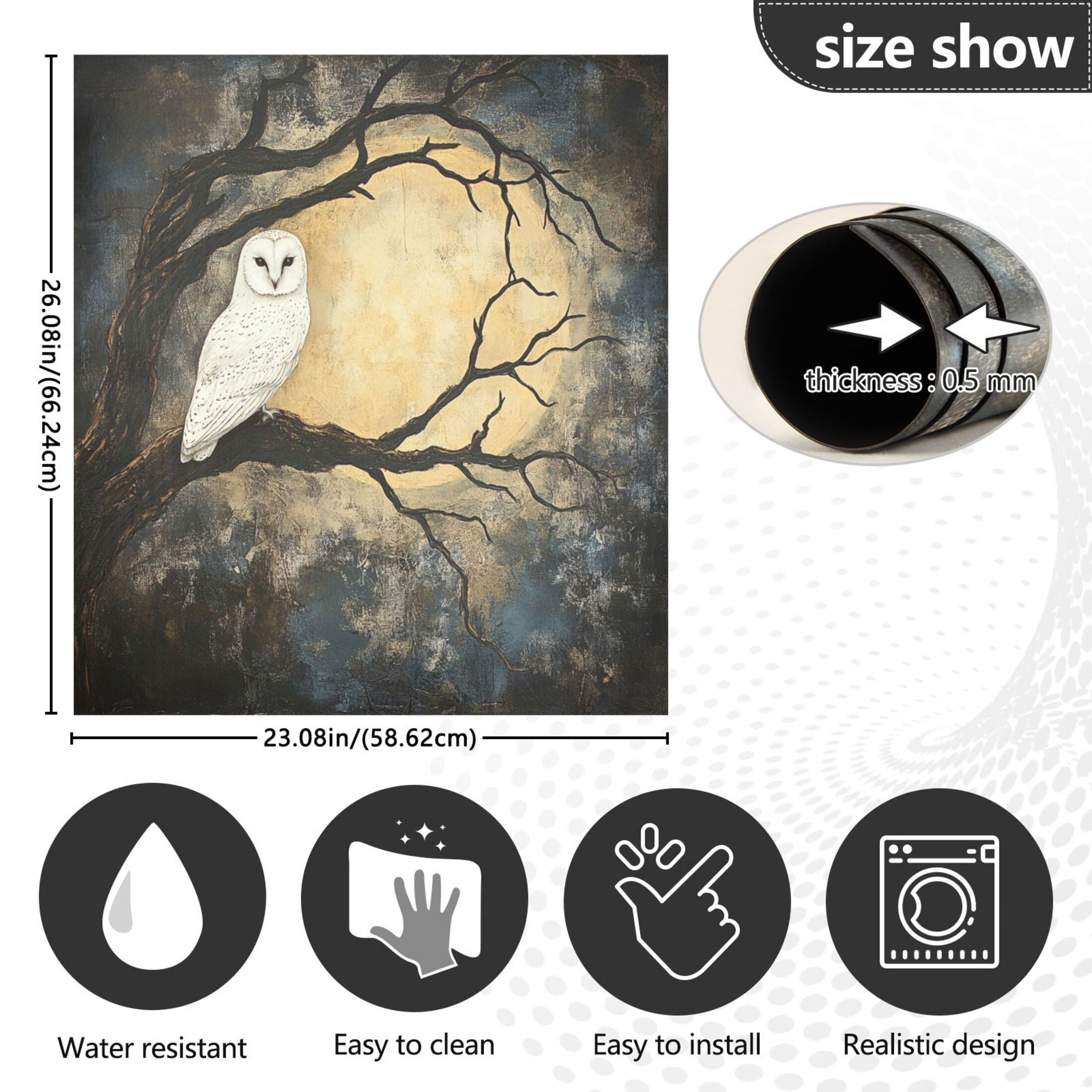 Dishwasher Magnetic Sticker 23x26 Inch Refrigerator Magnetic Sticker Washing Machine Magnetic Sticker Kitchen Panel Magnetic Sticker Home Decor Cool Owl Of The Night
