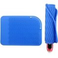 thumbnail image 2 of Foldable Heat Resistant Silicone Mat Salon Hairdressing Mat Non-Slip Silicone Insulation Pad for Hair Straightener for All Hair Straighteners Tools Blue and Red 2 Pieces, 2 of 5