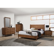 Bedroom Furniture 4pc Set Full Size Bed Storage Dresser Nightstand Walnut Solidwood Mattress Ready Bedframe
