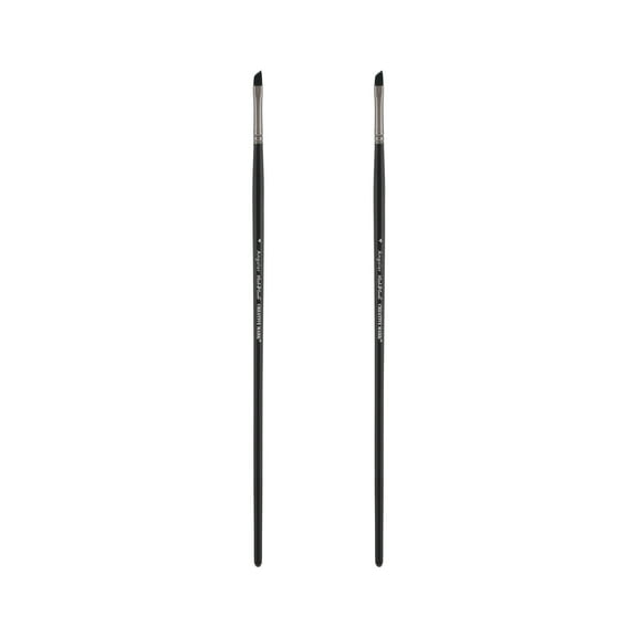 Black Swan Synthetic Red Sable Paint Brushes - Angular Size # 4 - Set of 2 -  Professional Quality Long Handle Paint Brushes for Oil, Heavy Body Media and Acrylic - Artists of All Levels