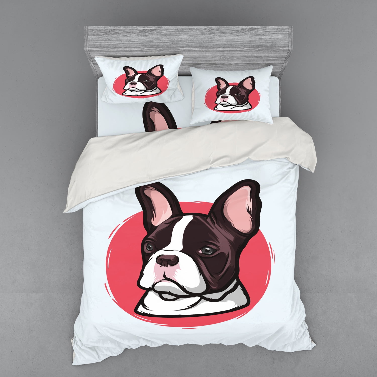 Animal Duvet Cover Set, French Bulldog Portrait Hipster Purebred