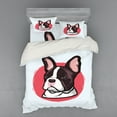 thumbnail image 2 of Animal Duvet Cover Set, French Bulldog Portrait Hipster Purebred Creature Pet Illustration, Bedding Set with Shams and Fitted Sheet, 3 Sizes, by Ambesonne, 2 of 3