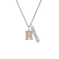 thumbnail image 2 of Delight Jewelry Goldtone Crystal Initial - M - Silvertone Balance Bar Charm Necklace, 23", 2 of 4