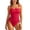 a-78Red46, variant on Womens Solid Color Bandeau One Piece Swimsuit With Spaghetti Straps Adjustable Drawstring Side Ties For Beach Days Pool Parties Summer Vacations Cozy Swimwear