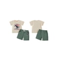thumbnail image 2 of BemeyourBBs Toddler Baby Boy 4th of July Outfit Baby Boys Patriot Independent Day Summer Clothes Dinosaur American Flag Short Sleeve T-shirt and Pockets Shorts 2 Piece Set, 2 of 9