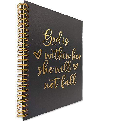 akeke She Will Not Fall Inspirational Hardcover Spiral Notebook/Journal Sister Friend Daughter Funny Notes Diary Book Gift for Women student Gold Foil Words Gold Wire-o Spiral
