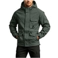 thumbnail image 3 of Thousandth Heavy Duty Hooded Work Jacket for Men Plus Size Windproof Water Repellent Outdoor Coat with Zipper Travel Hiking Outerwear, 3 of 8