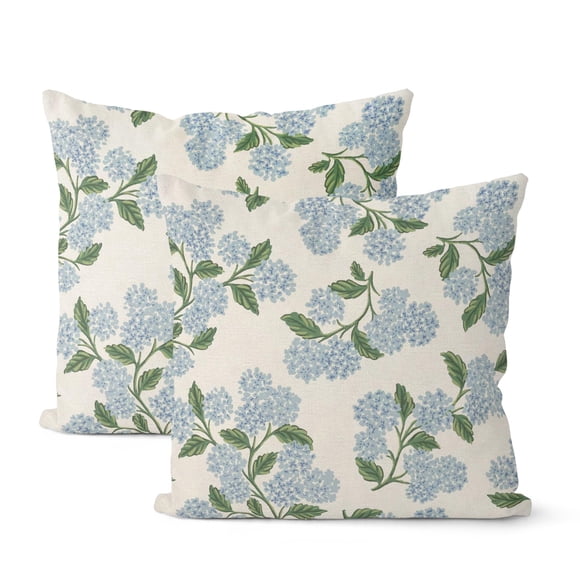 Fundas de almohada Dafena Spring de 50 x 50 cm, 2 unidades, color azul marino, hortensia