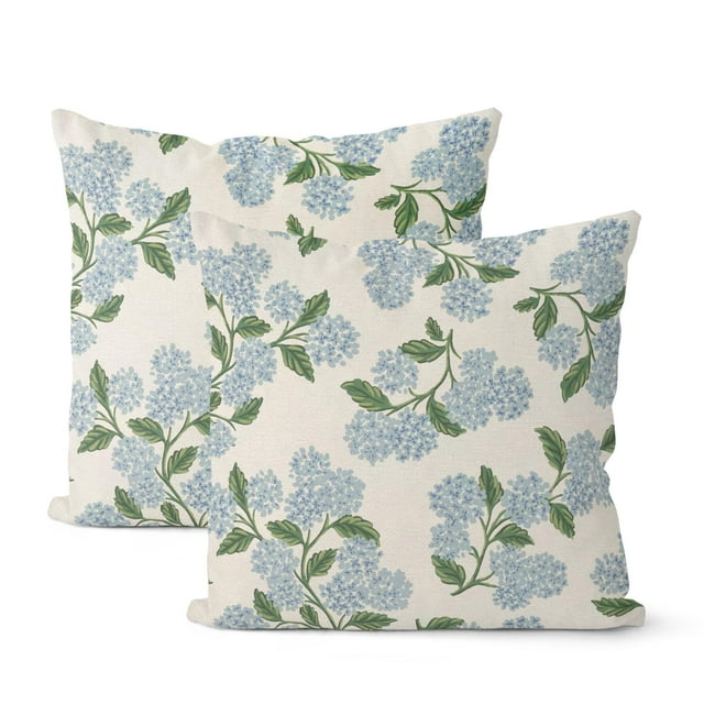 Fundas de almohada Dafena Spring, 45 x 45 cm, 2 unidades, color azul y verde hortensia